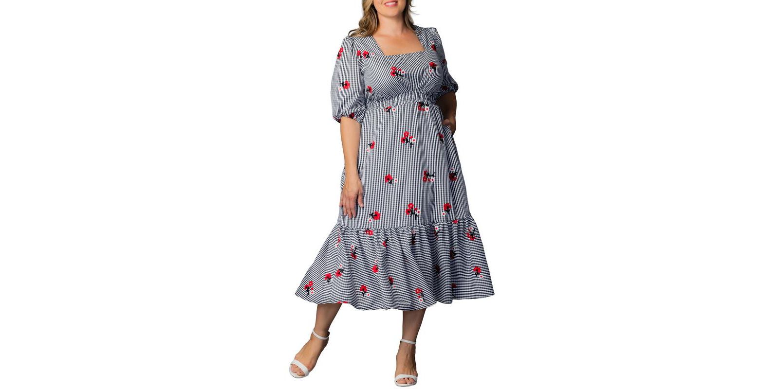 Kiyonna Plus Size Макси-платье Bailey с квадратным вырезом