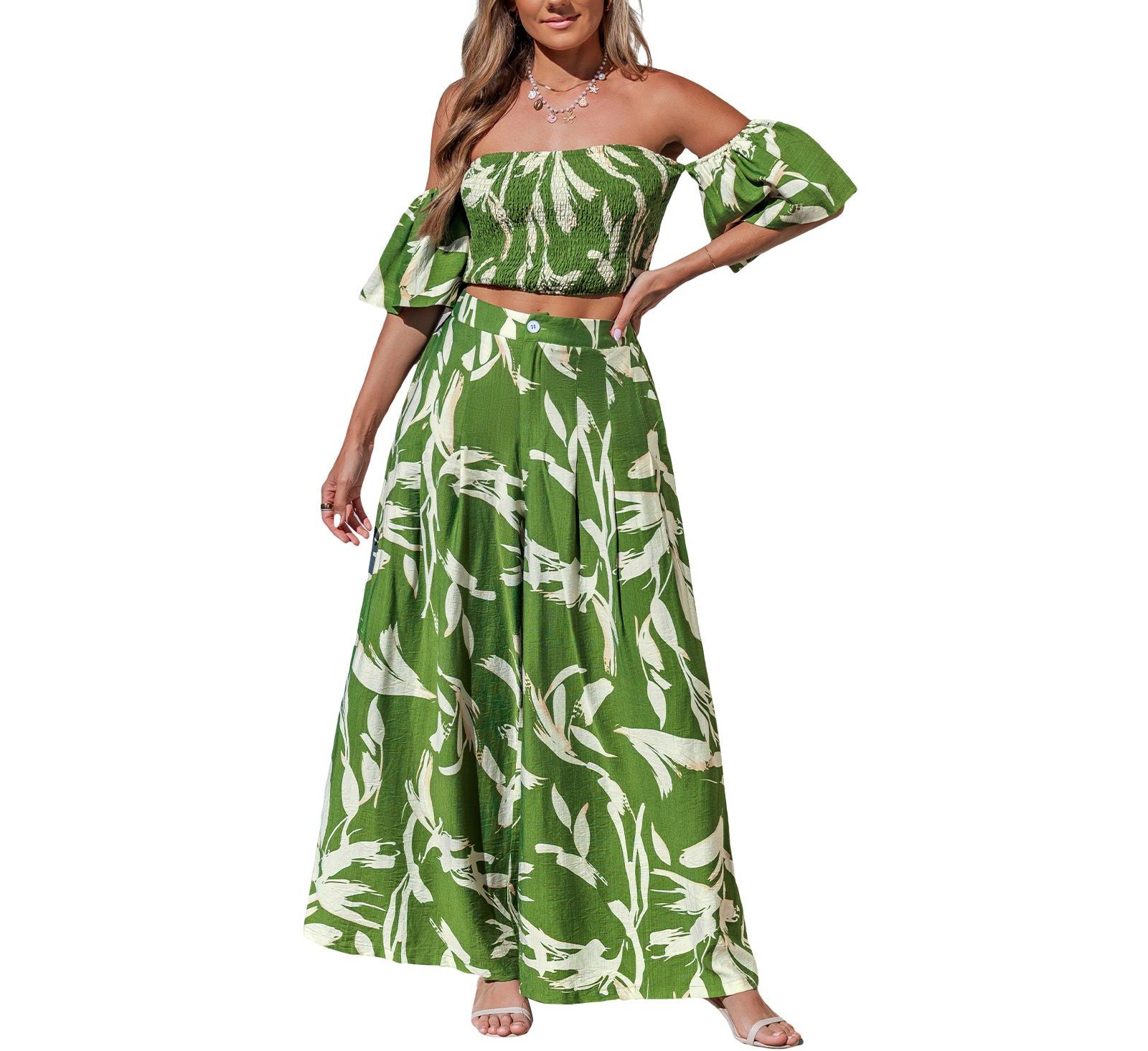 Комплект Cupshe Women's Smocked Off-The-Shoulder Wide-Leg