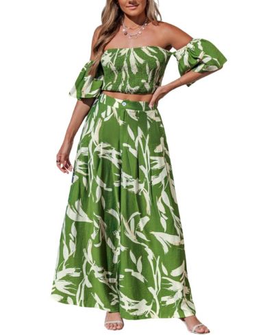 Комплект Cupshe Women's Smocked Off-The-Shoulder Wide-Leg