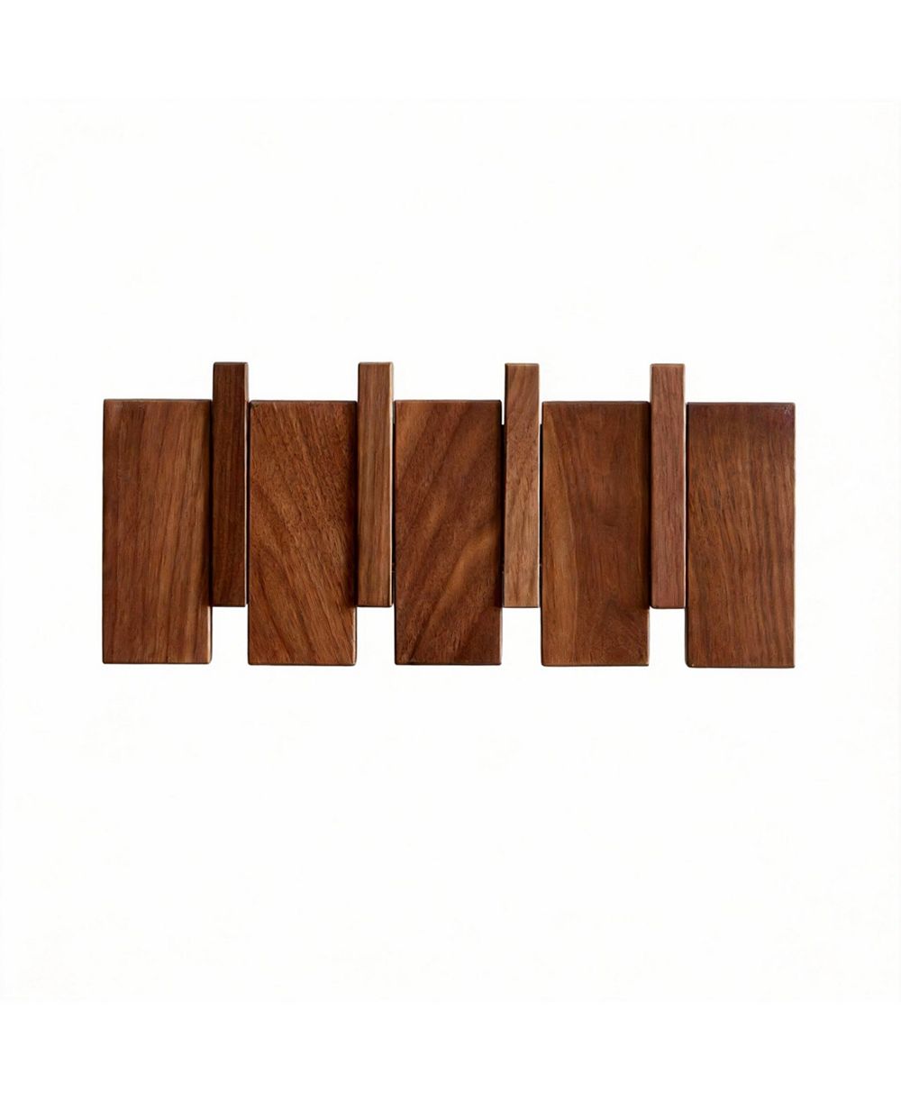 YIGII 4-Piece Piano Key Style Wall Coat Rack, Solid Wood, Space-Saving, Easy Install