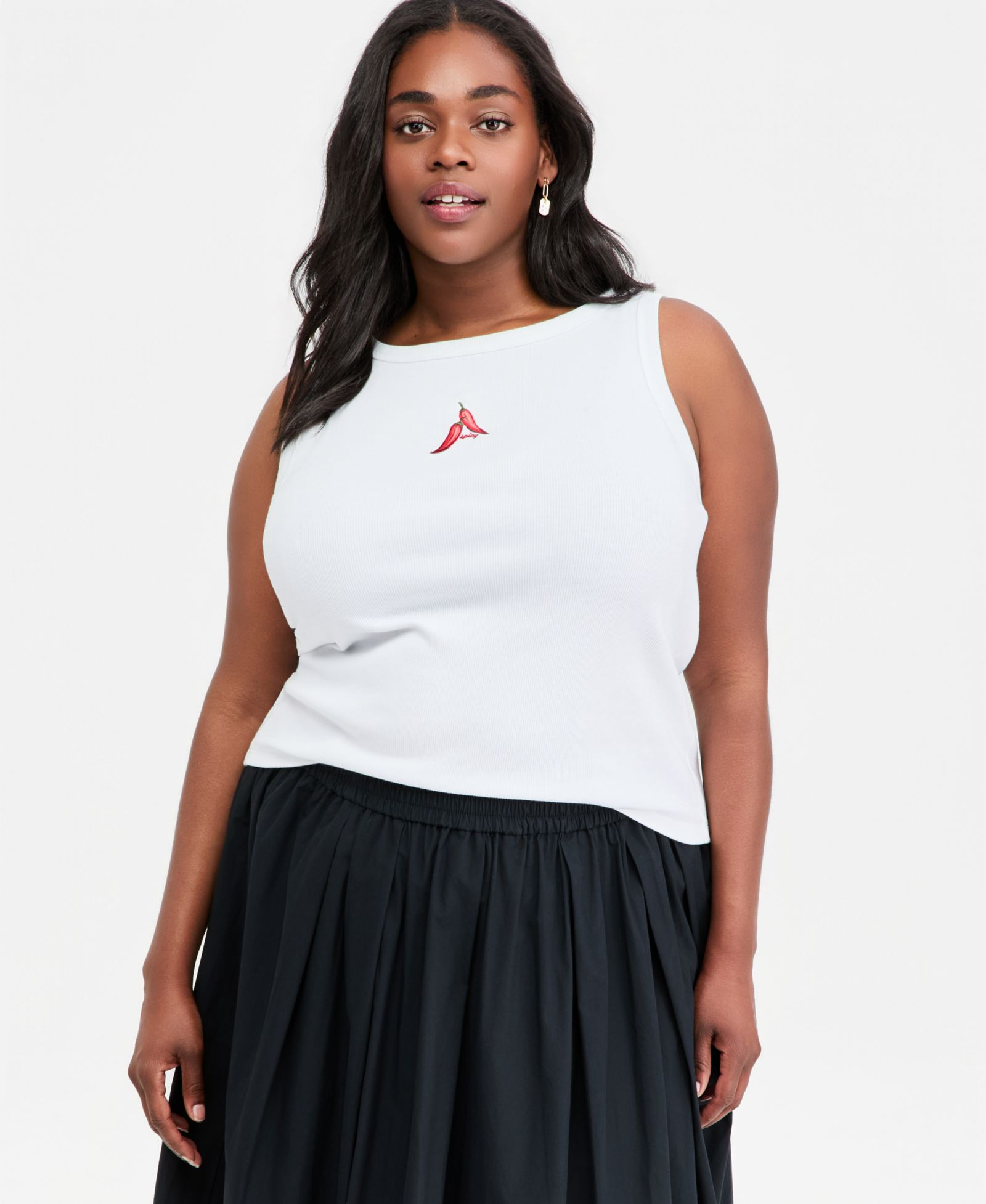 Майка On 34th Plus Embroidered Chili Pepper Ribbed Tank, Macy's Exclusive