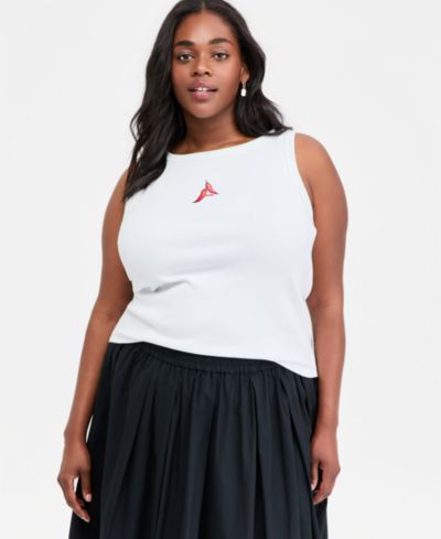 On 34th Plus Embroidered Chili Pepper Ribbed Tank, Macy's Exclusive