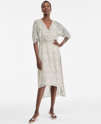 I.N.C. International Concepts Women's Short-Sleeve Printed Faux Wrap Dress, Macy's Exclusive