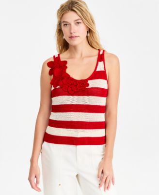 On 34th Women's Floral Crochet Striped Tank, Macy's Exclusive