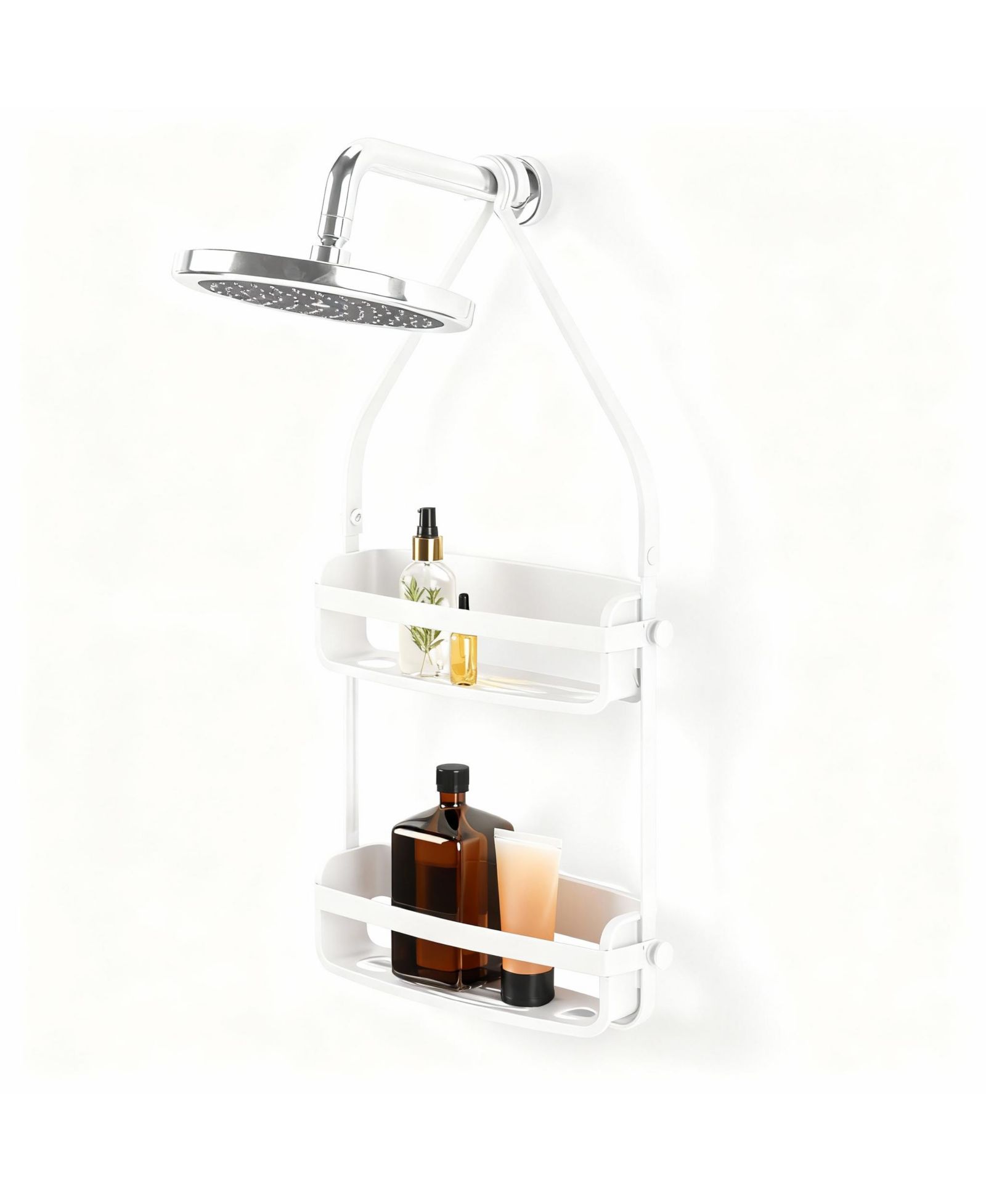 YIGII Plastic Shower Organizer with 2 Shelves for Storage and Draining