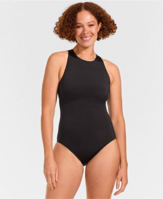 Lands' End Women's DD-Cup Tugless High Neck Portrait Back One Piece Swimsuit