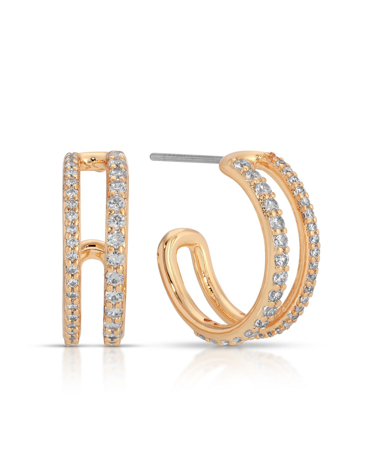 Серьги ETTIKA Double Up Crystal