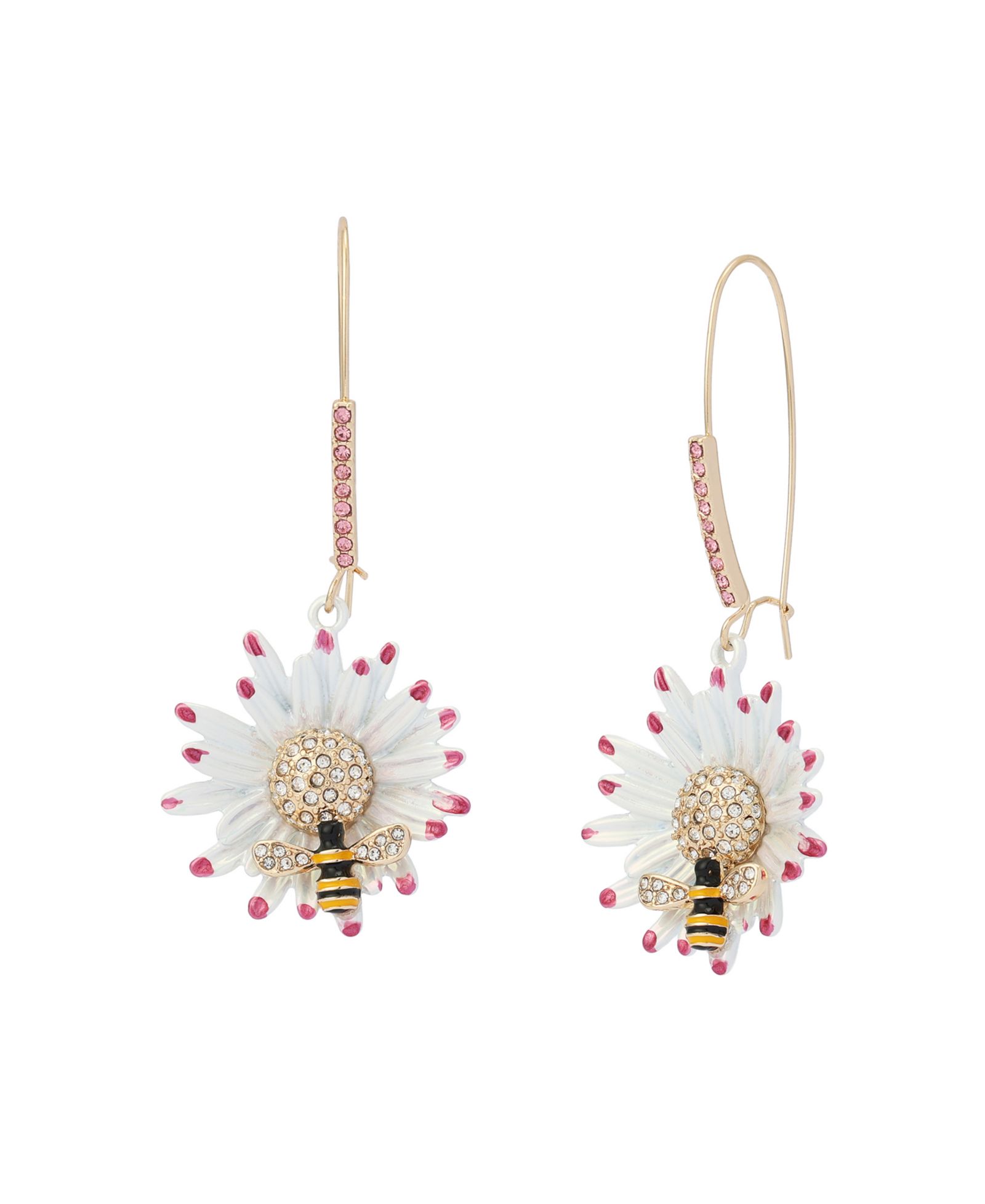 Betsey Johnson Серьги-капли Betsey's Bouquet с искусственным камнем и пчелой