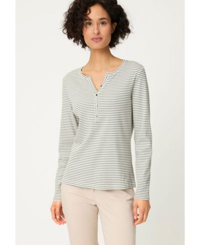 Olsen Женский трикотажный T-shirt Henley в полоску