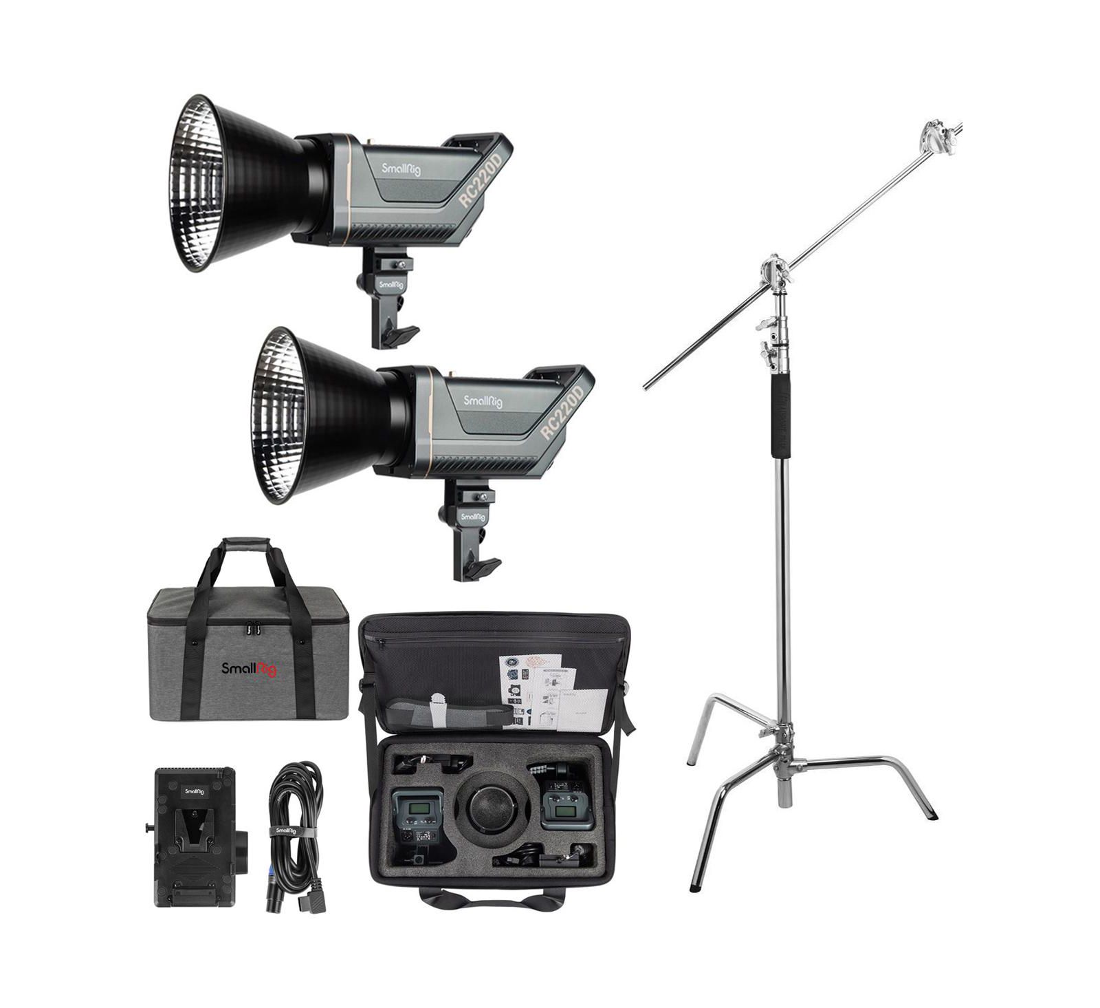 SmallRig RC 220D Daylight COB LED Video 2-Light, w/10' Turtle Base C-Stand