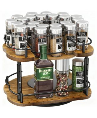 YIGII Adjustable Spice Rack for Cabinet,Sturdy Wood & Metal, Easy Assembly