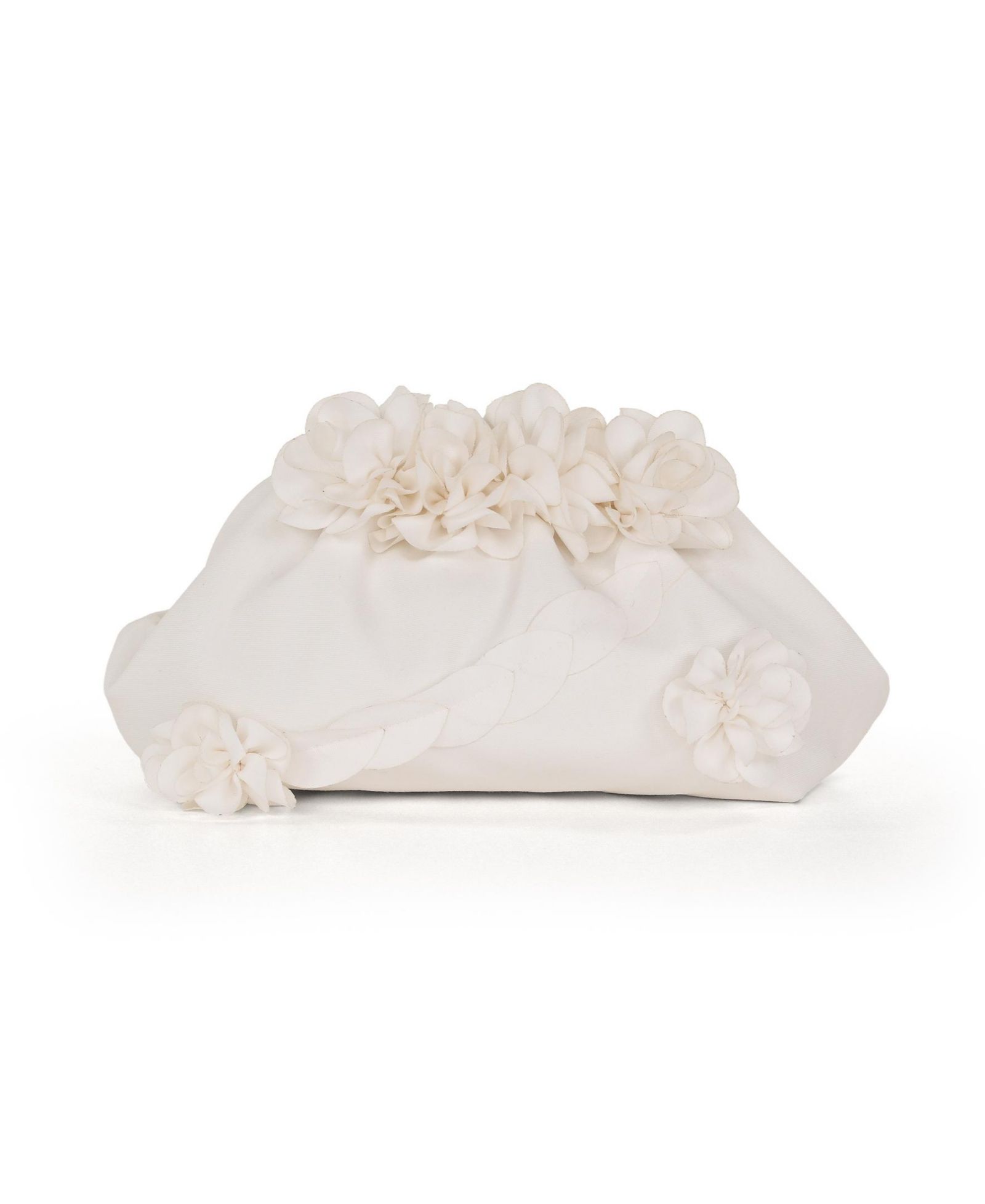 Jewel Badgley Mischka Woman's Violet Jacquard Satin Floral Applique Pouch Clutch