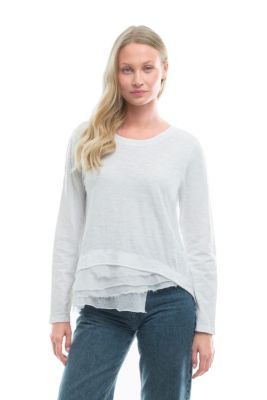 WILT Women's Clothing Boxy Mixed Fabric Hem Tee