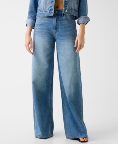 GUESS Women's Alba High-Waist Wide-Leg Jeans