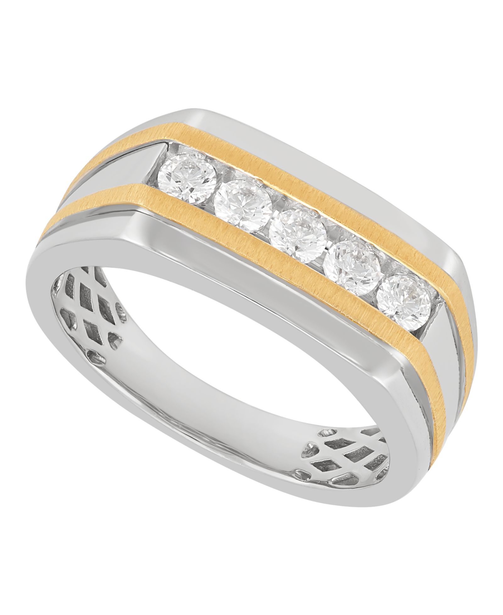 Помолдованное кольцо Grown With Love Diamond Channel Band 14k Yellow Gold Plated Sterling Silver