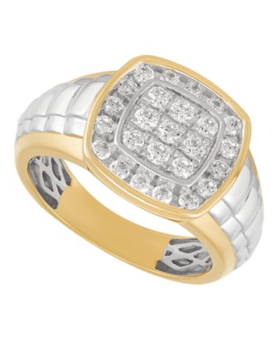 Grown With Love Lab Grown Diamond Cluster Ring (1 ct. t.w.) in 14k Yellow Gold Plated Sterling Silver with Rhodium