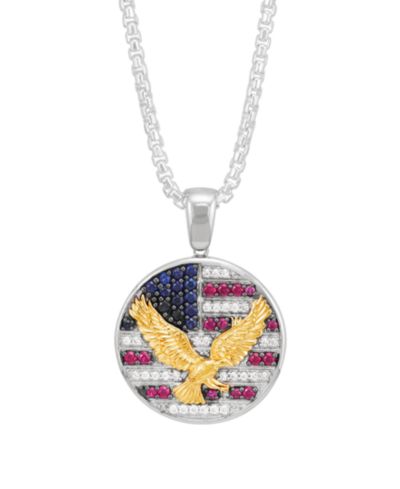 Grown With Love Lab Grown Diamond (1/4 ct. t.w.) & Created Ruby (3/8 ct. t.w.) Pendant Necklace in 14k Yellow Gold Over Sterling Silver