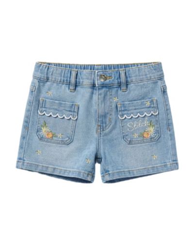 Disney Girl's 7-16 Stitch Denim Shorts