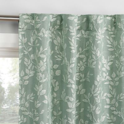 Sun Zero Elmira Foliage Woven Jacquard 100% Back Tab Curtain Panel Pair