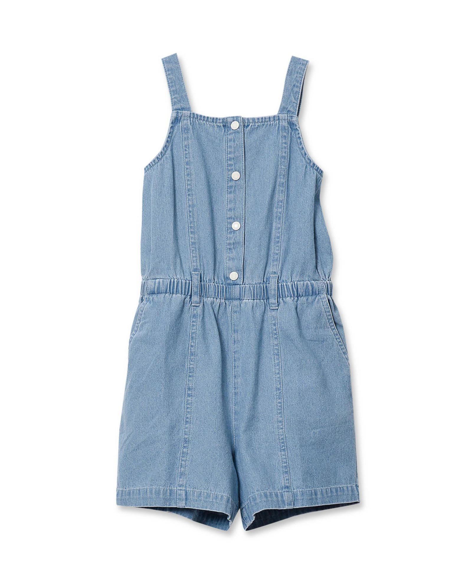 Lands' End Girls Lightweight Denim Romper Dress