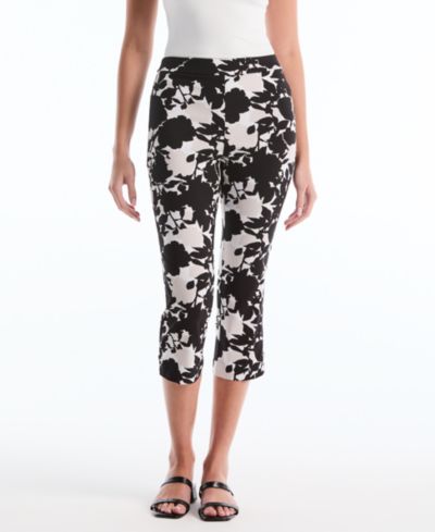 Rafaella Petite Floral Print Capri Pants с Riveted Vent