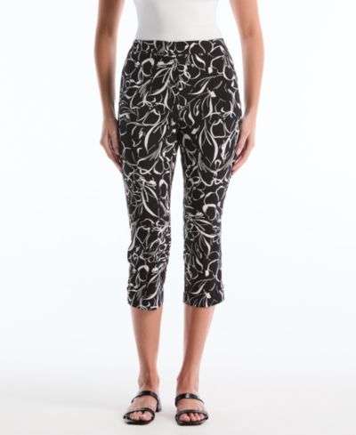 Брюки Rafaella Petite Hibiscus Print Capri с разрезом