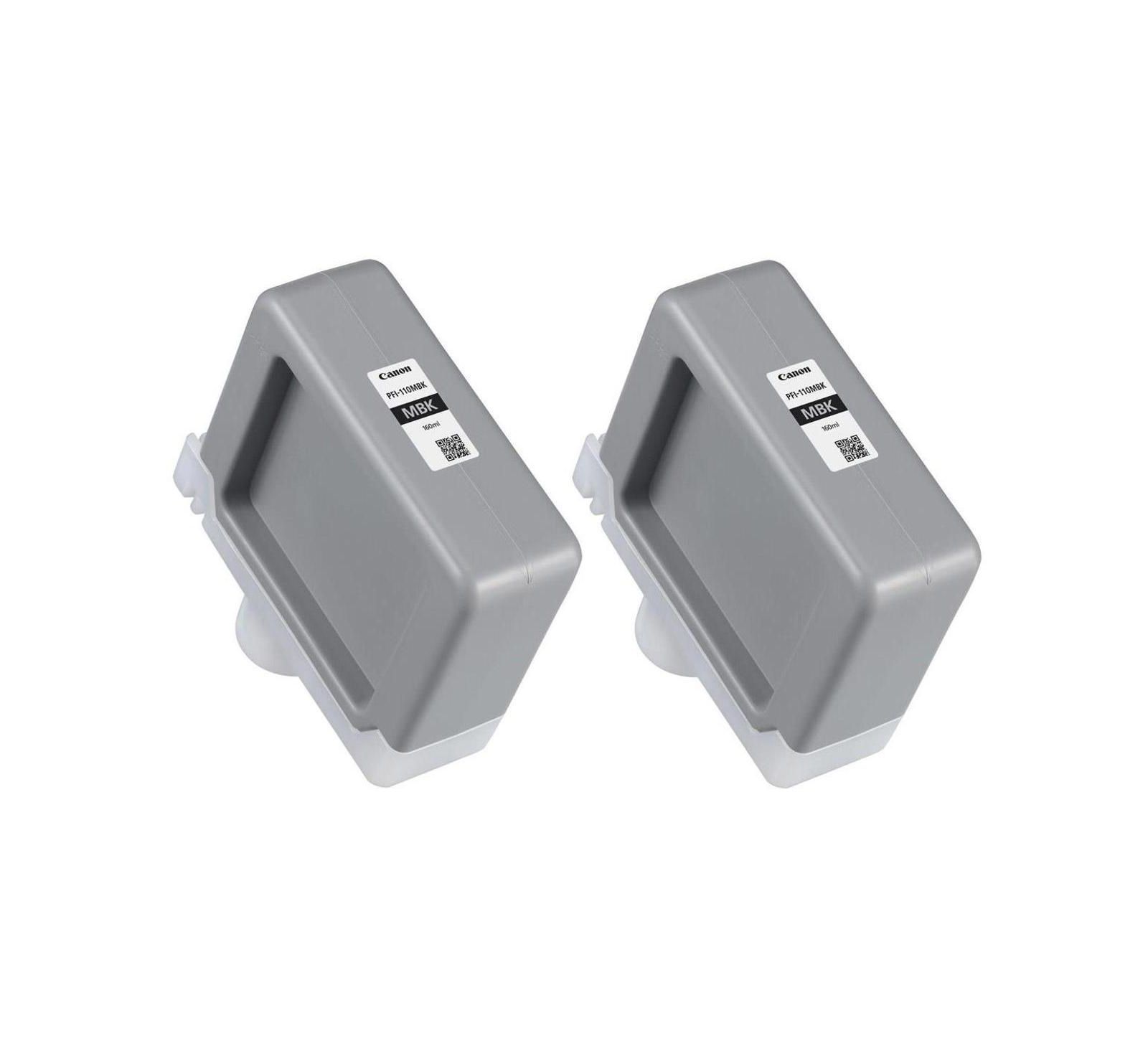 Canon 2 pack PFI 110 160ml matte black ink tanks for imagePROGRAF TX 2000/3000/4000.