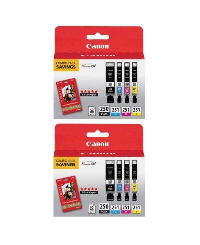 Canon 2 pack PGI 250 & CLI 251 combo с photo paper, cyan, yellow, magenta & black inks.