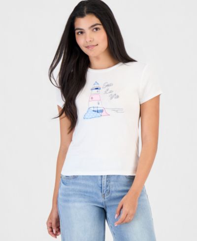 Rebellious One Juniors' Embroidered Crewneck T-Shirt