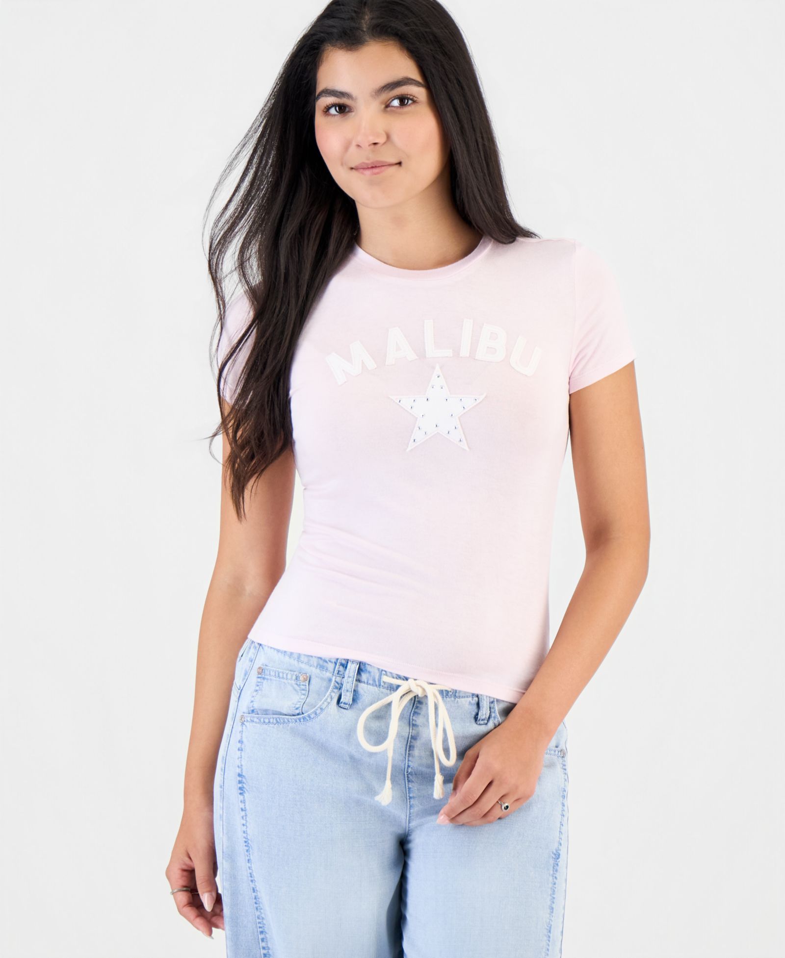 Rebellious One Juniors' Embellished Crewneck T-Shirt