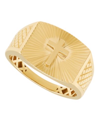 Кольцо Cross Band из стерлингового серебра с напылением 14k желтого золота