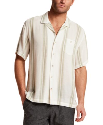 Weatherproof Vintage Мужской Short-Sleeve Button-Down Airtex Vertical Stripe Shirt
