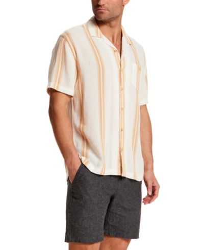 Weatherproof Vintage Men's Short-Sleeve Button-Down Airtex Vertical Stripe Shirt