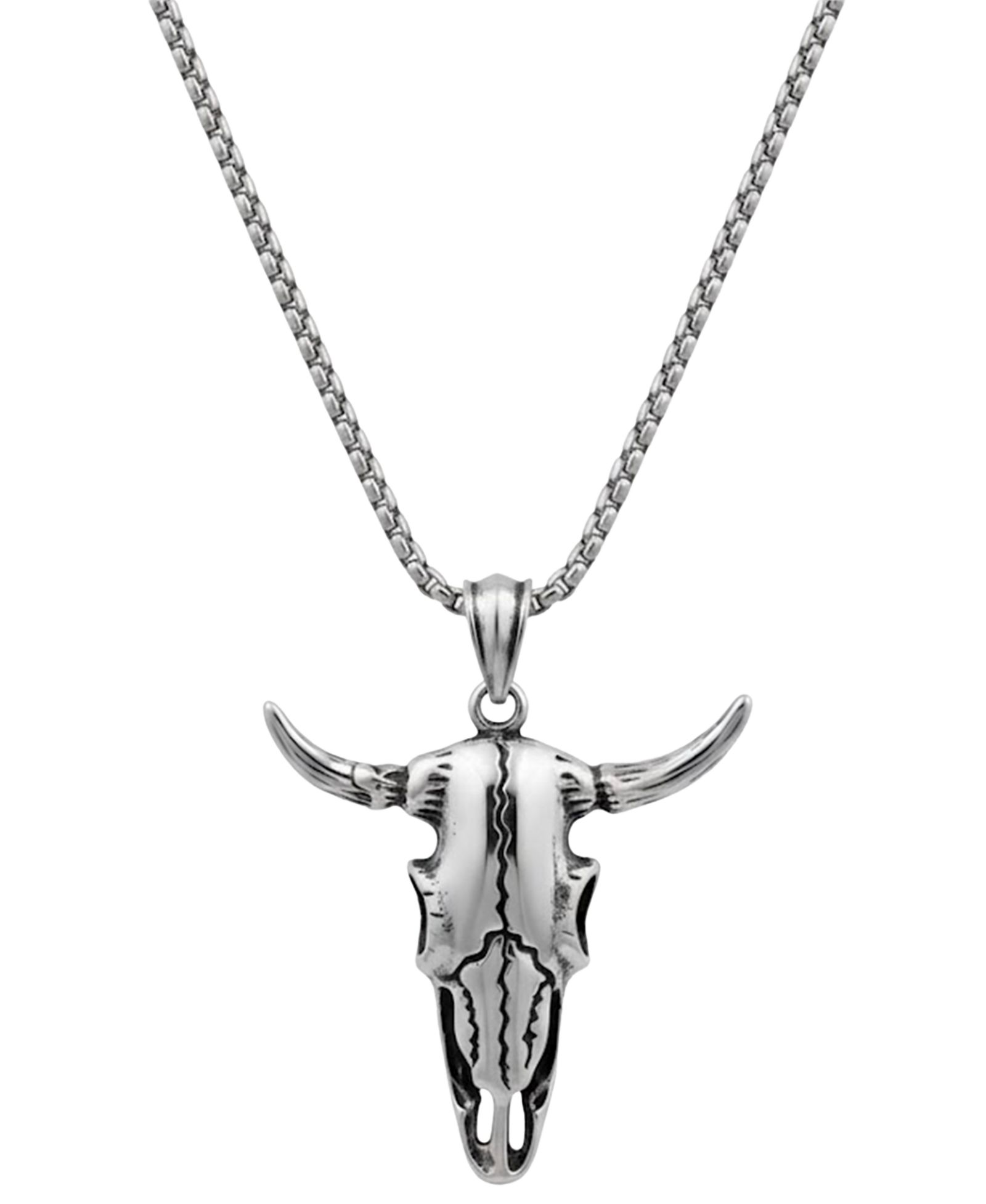 Мужской кулон Rhona Sutton Bull Skull из нержавеющей стали 22"