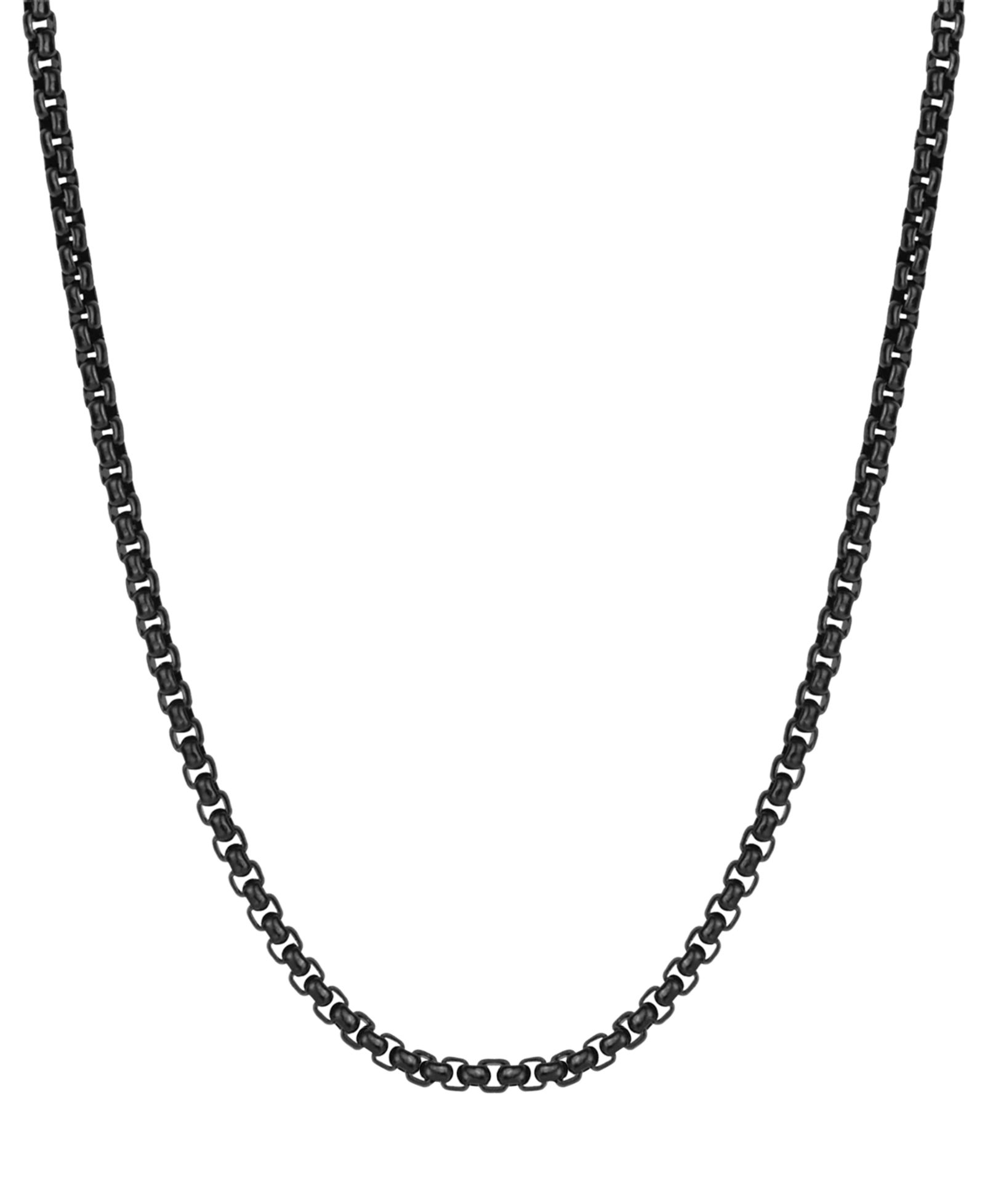 Rhona Sutton Men's Black Plated 24" Stainless Steel Rolo Chain Necklace