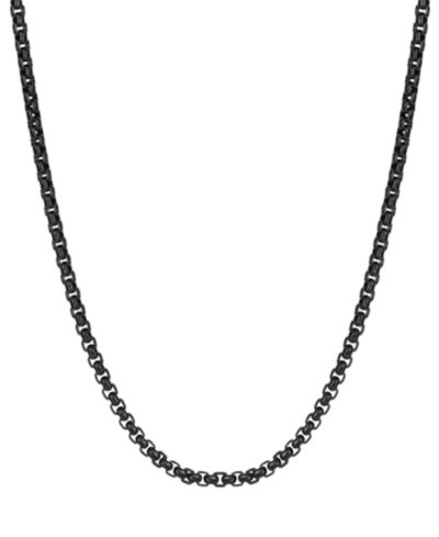 Rhona Sutton Men's Black Plated 24" Stainless Steel Rolo Chain Necklace