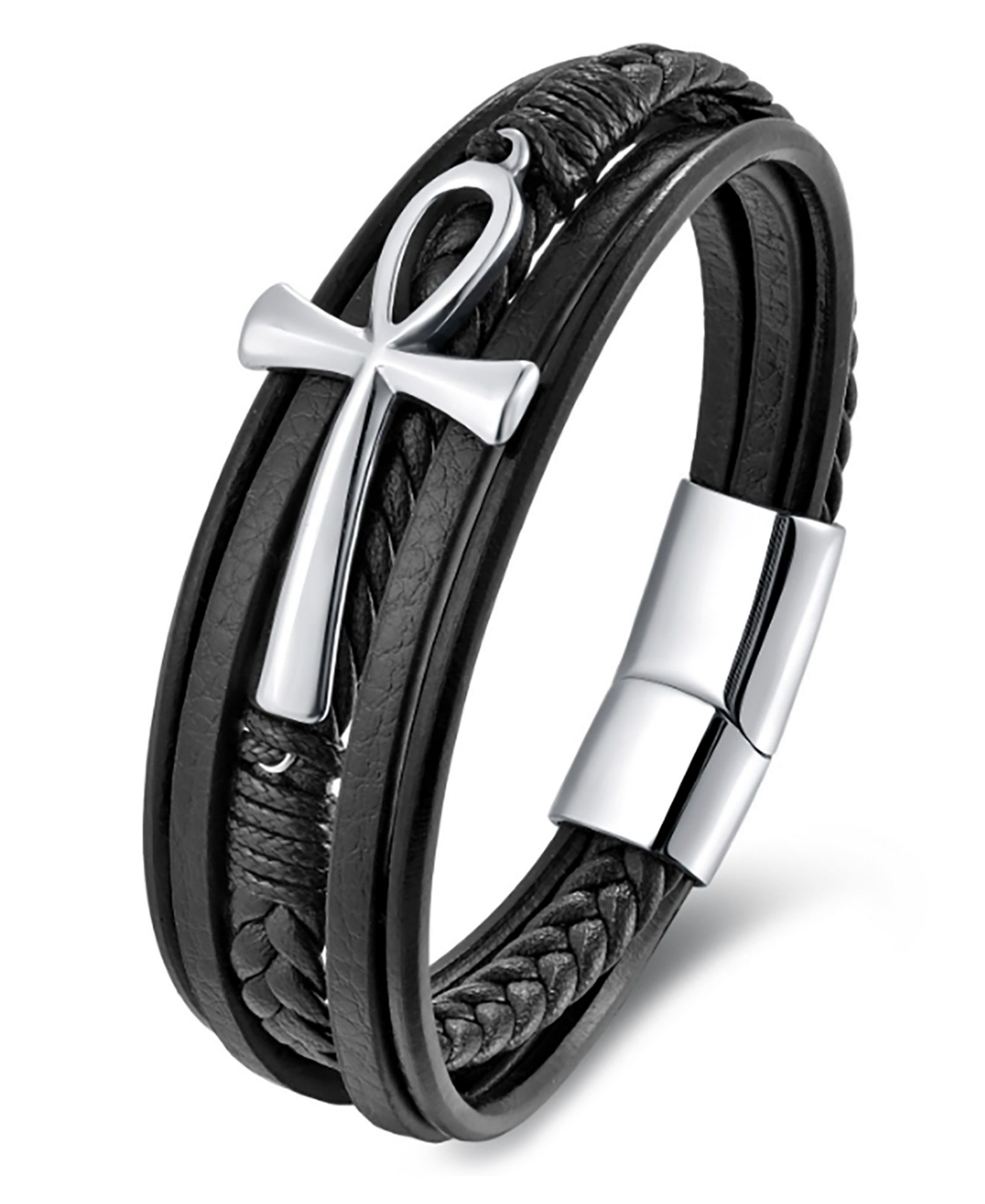 Браслет Rhona Sutton Men's Crux Leather & Stainless Steel