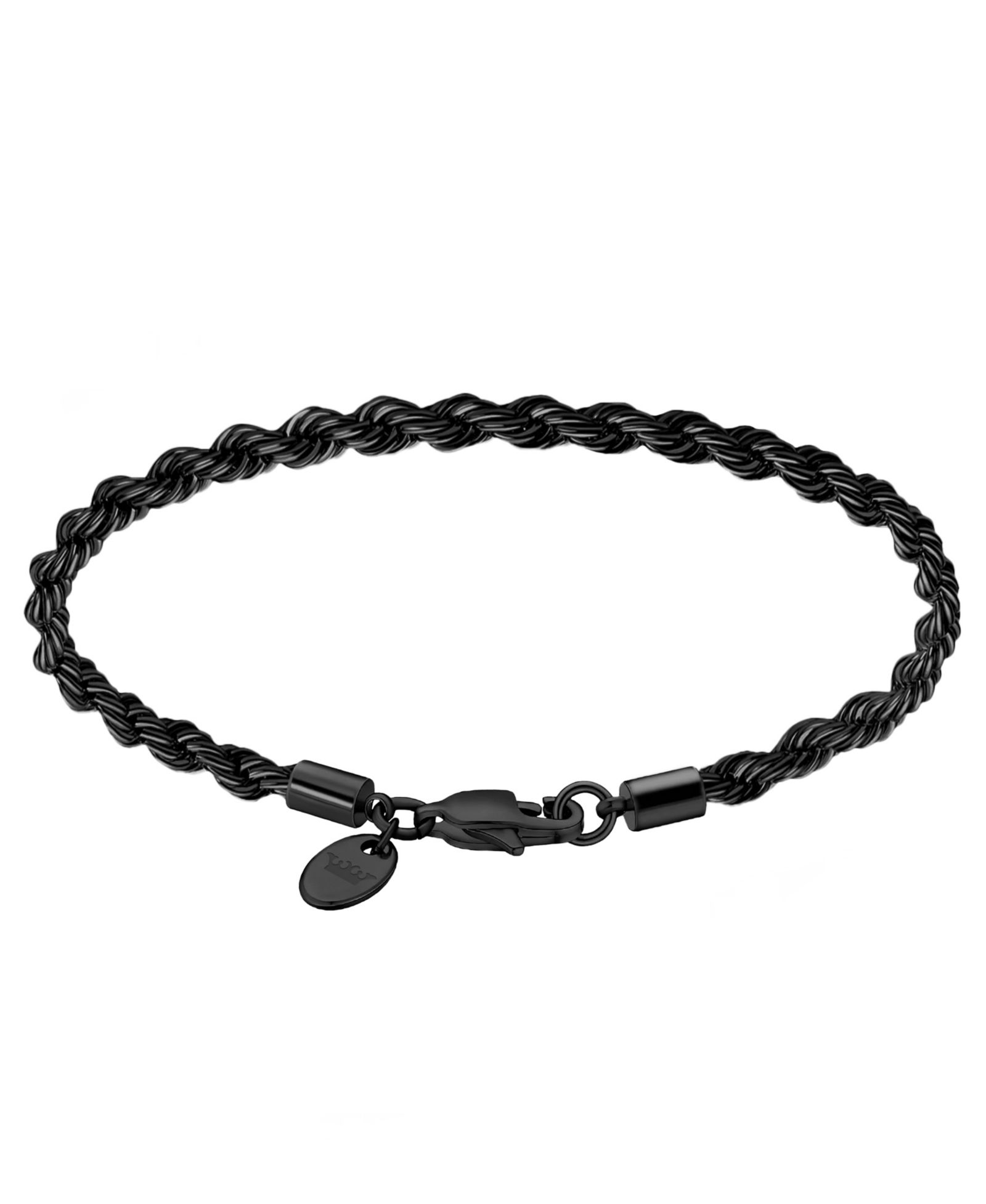 Rhona Sutton Men's Stainless Steel Black Plated Twisted Rope Chain Bracelet