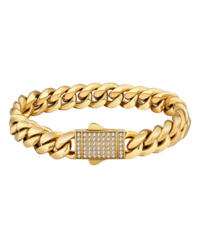 Rhona Sutton Мужской браслет Cuban Chain с ледяной застежкой, позолота 18k Gold