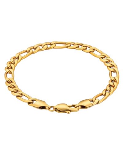 Rhona Sutton Men's Stainless Steel Figaro Chain Bracelet in 18k Gold Plated