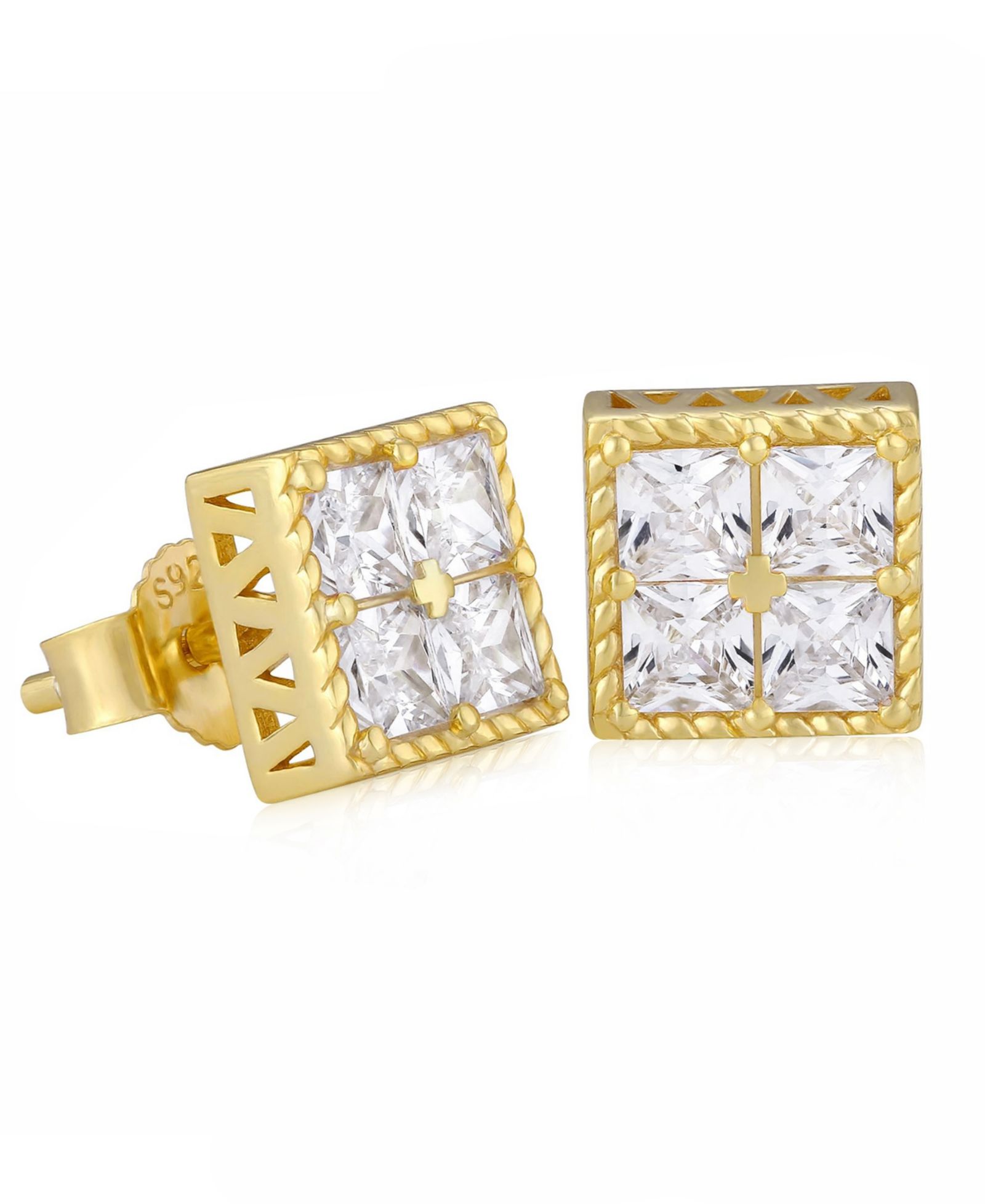 Rhona Sutton Men's Stud Earrings in 14k Gold Plated Over Sterling Silver