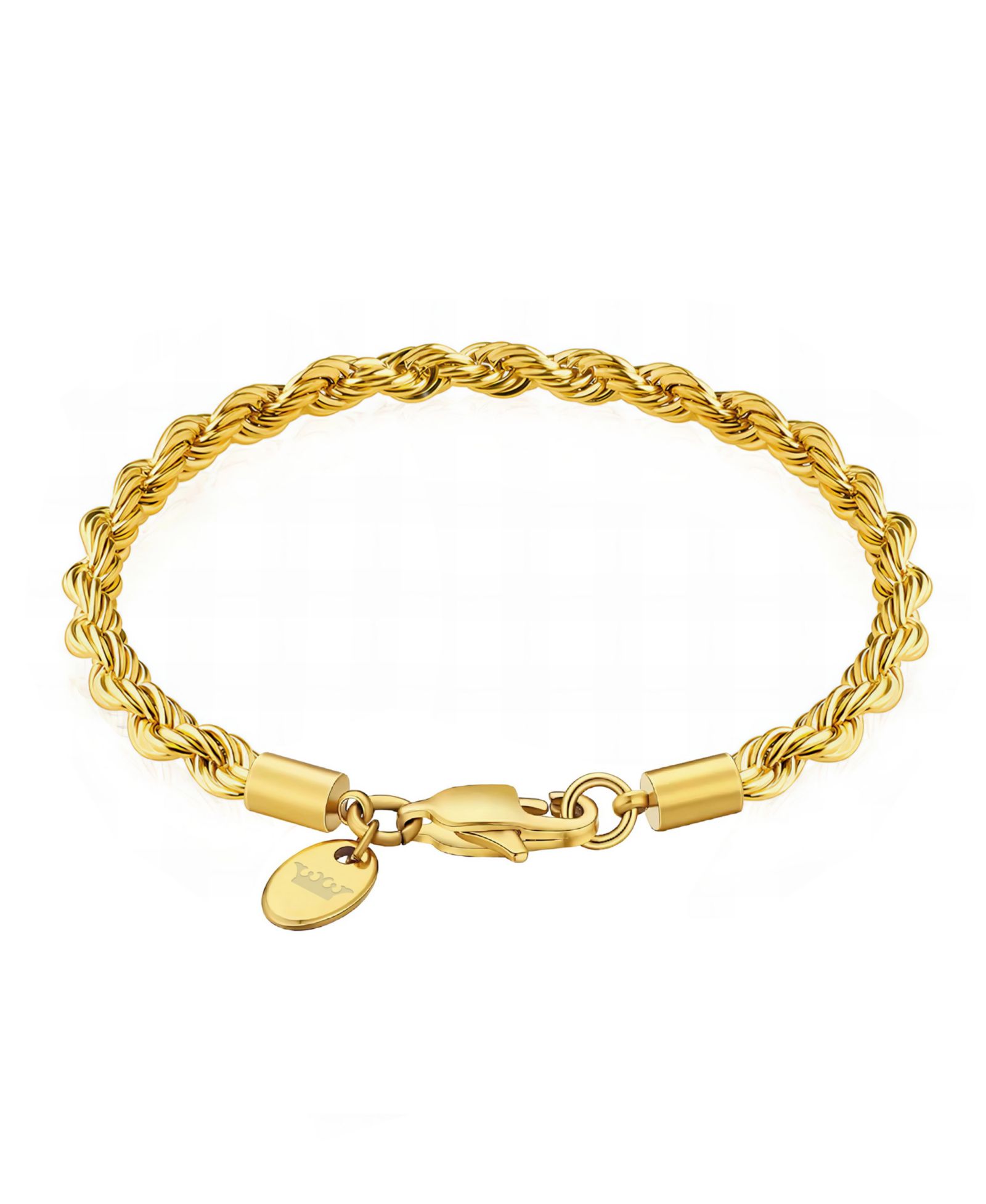Rhona Sutton Men's Stainless Steel Twisted Rope Chain Bracelet in 18k Gold Plated