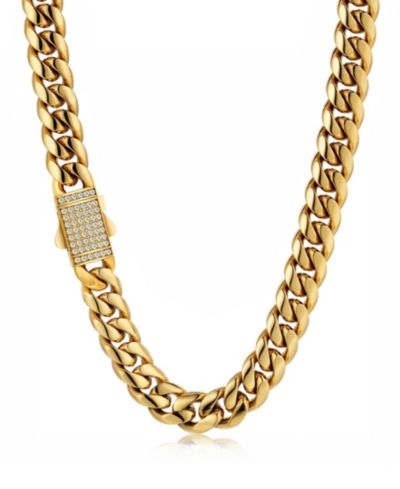 Мужское золотое покрытие Rhona Sutton Cuban Iced Chain Necklace из нержавеющей стали