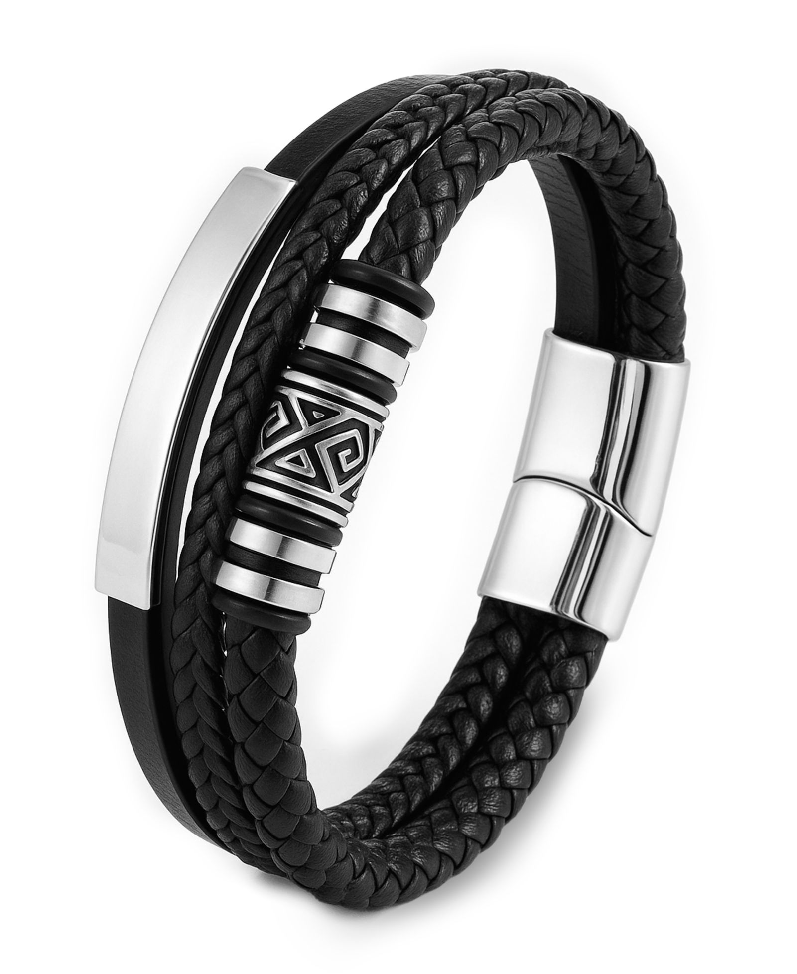 Мужской браслет Rhona Sutton Aegis Leather & Stainless Steel