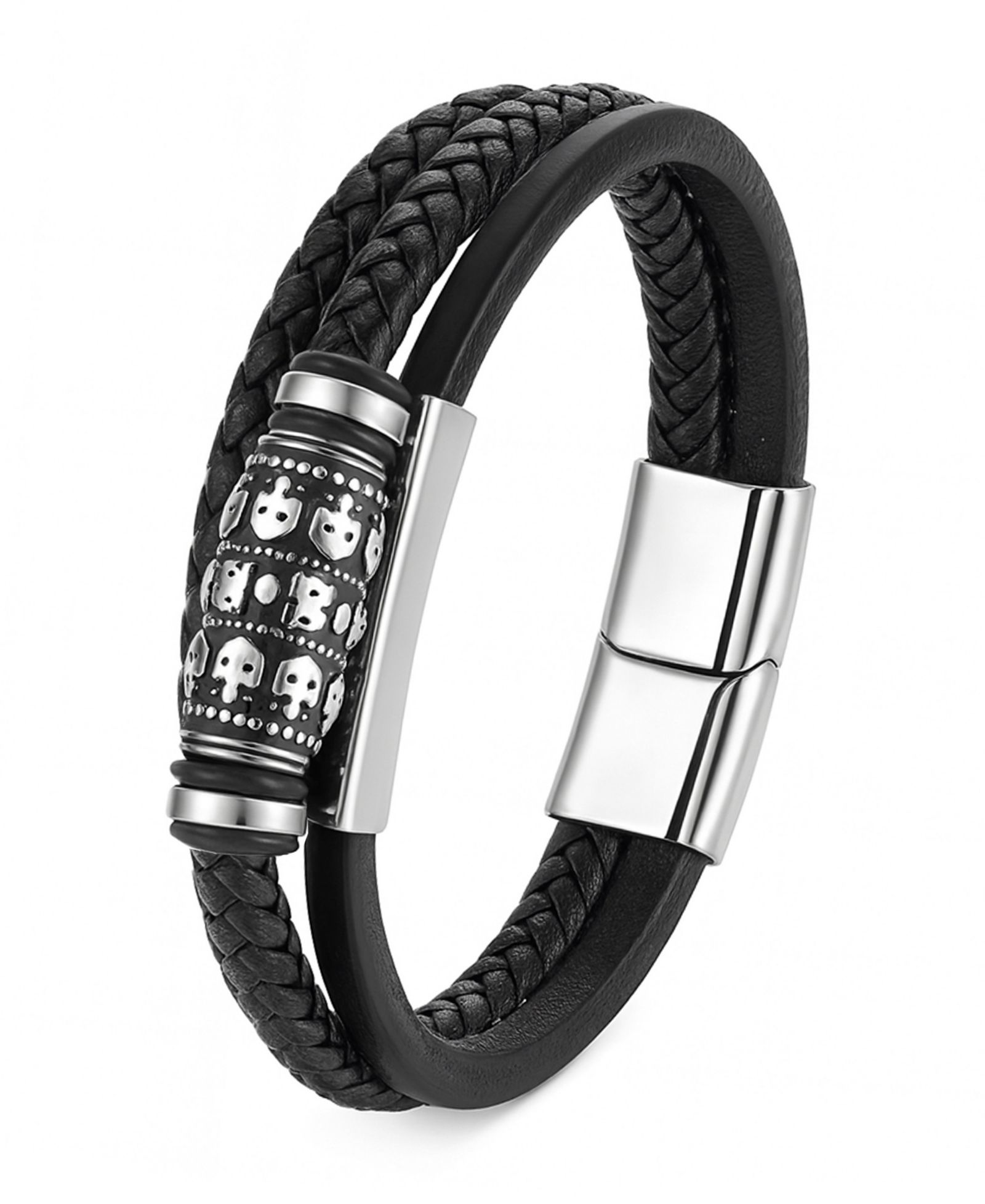 Мужской браслет Rhona Sutton Mortis Leather & Stainless Steel