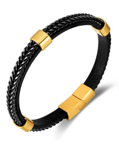 Мужской браслет Rhona Sutton Stainless Steel & Axelar Gold-Tone