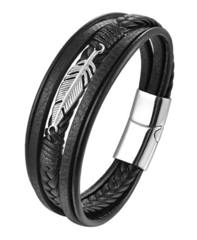 Rhona Sutton Men's Alaris браслет Мужской из кожи и нержавеющей стали