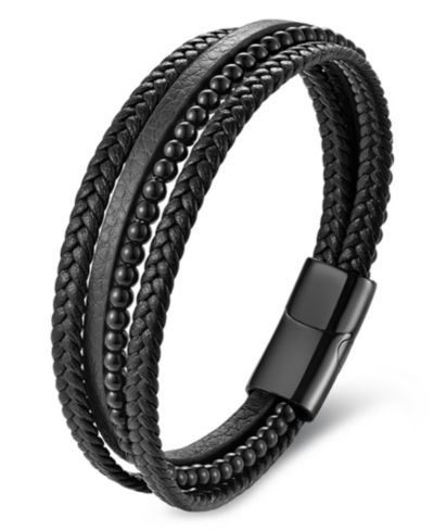 Rhona Sutton Men's Dominus Leather & Stainless Steel Bracelet