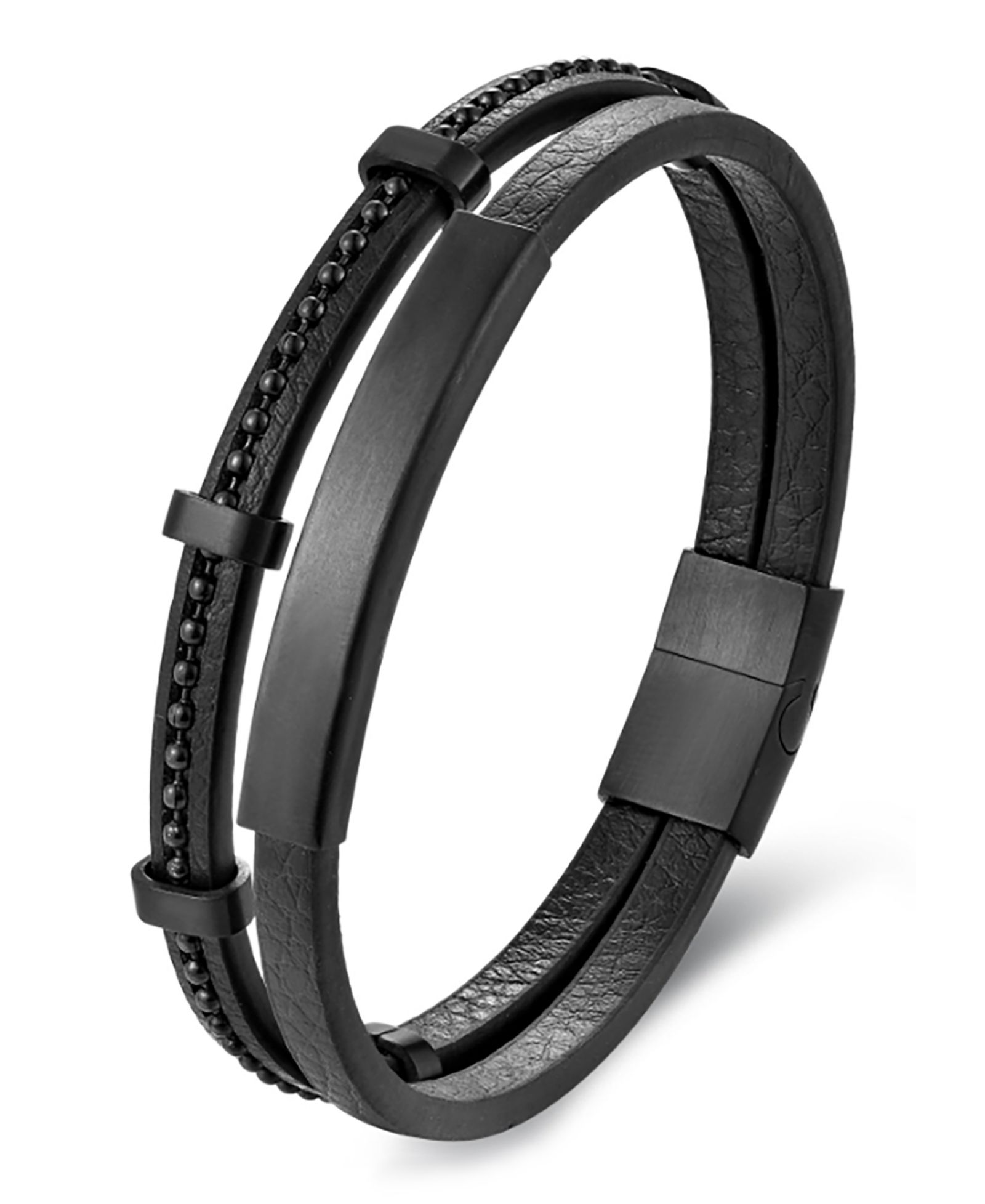 Rhona Sutton Men's Sable Edge Leather & Stainless Steel Bracelet
