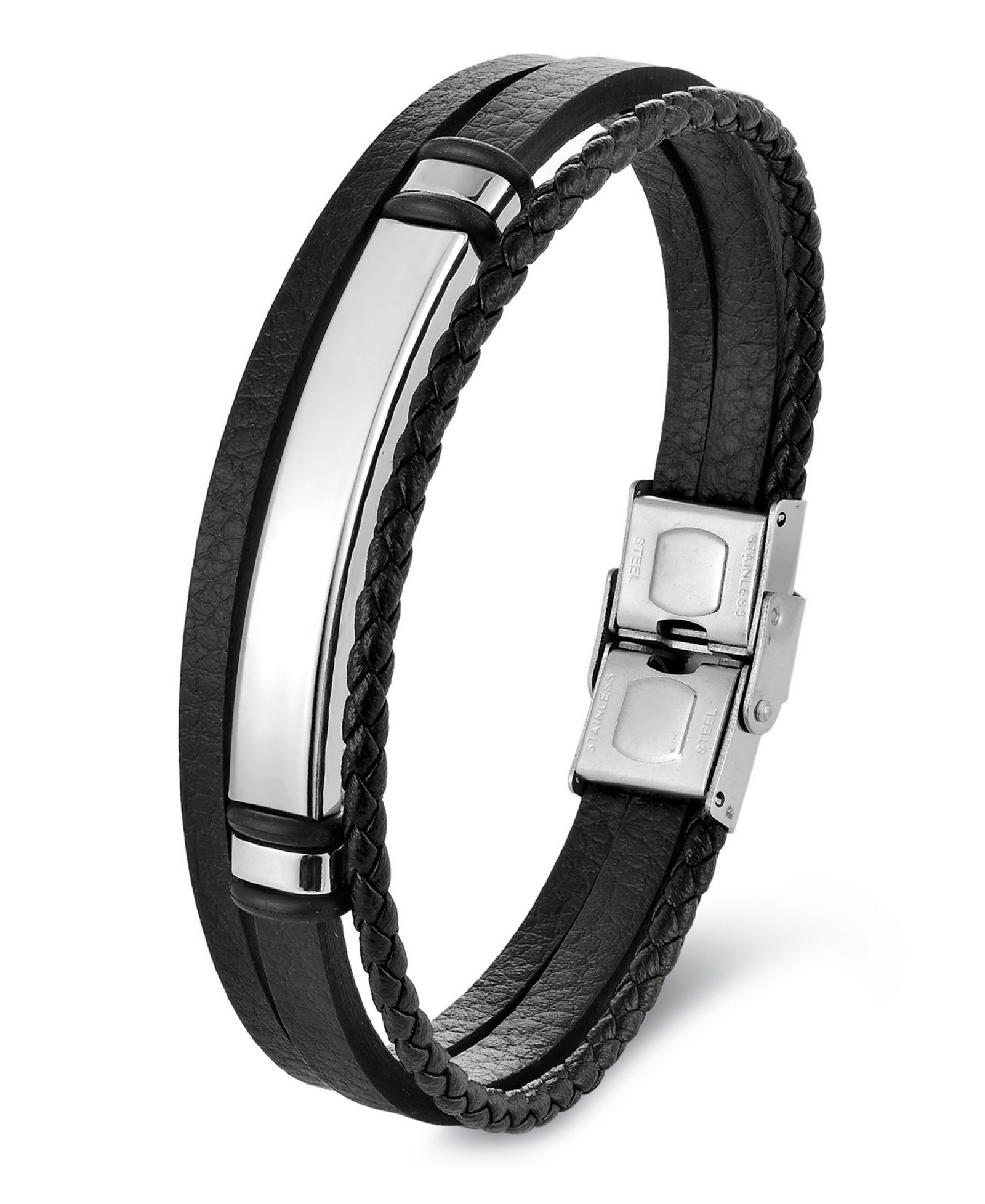 Мужской браслет Rhona Sutton Corvian Leather & Stainless Steel